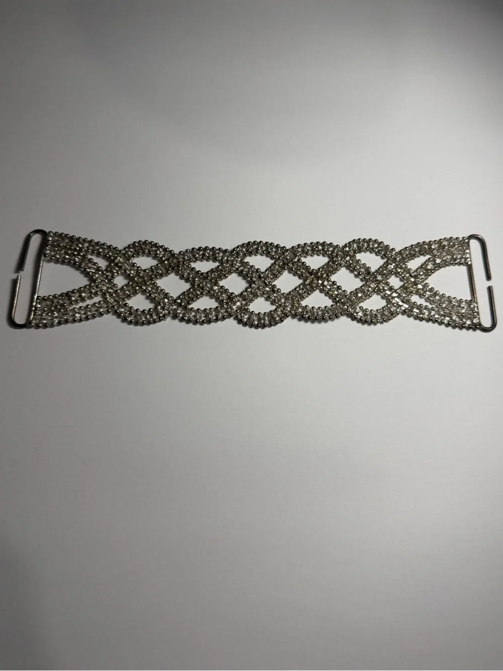 Vintage Silver Rhinestone Wristlet Strap or Choker Necklace 9